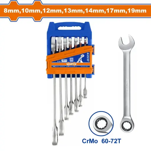 [ToolsMart4261] 7 PCS RATCHET SPANNER SET WADFOW (WSP4207)