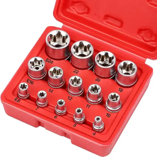 [ToolsMart1554] 14 PCS E-SOCKET SET SRUNV (A4-E01401)